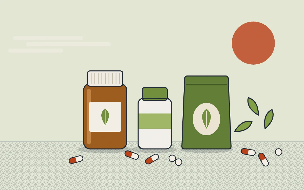 Illustration of supplements and health foods